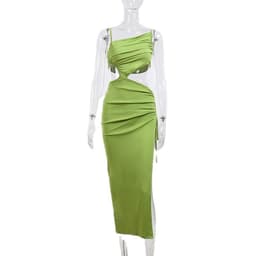 image-ZSIIBO Emerald Hollow Out Midi Dress