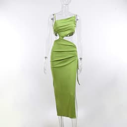 image-ZSIIBO Emerald Hollow Out Midi Dress