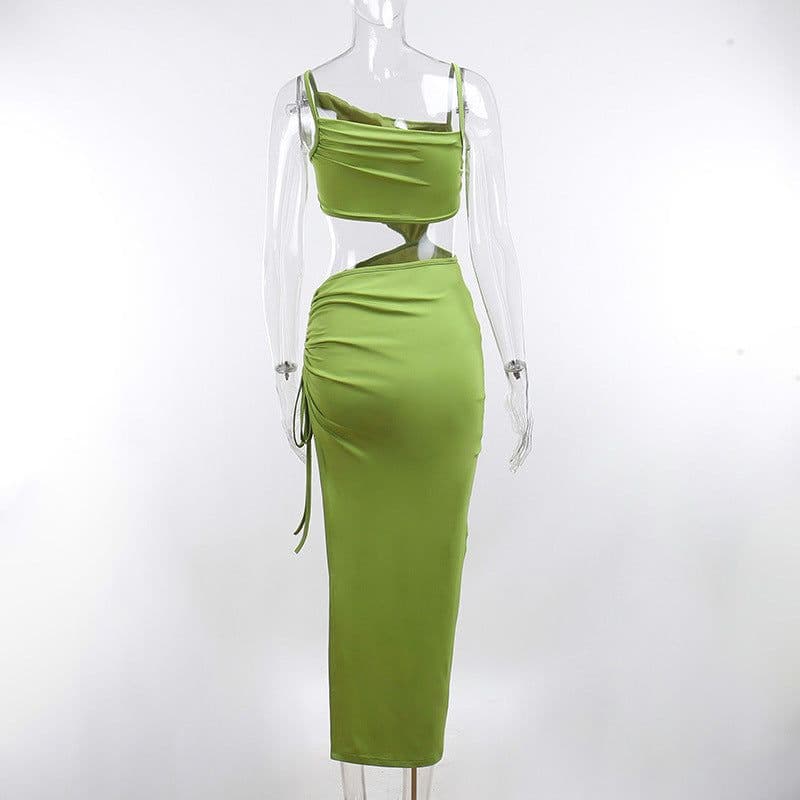 image-ZSIIBO Emerald Hollow Out Midi Dress