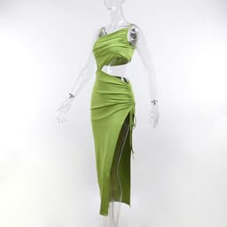 image-ZSIIBO Emerald Hollow Out Midi Dress