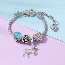 image-Colorful Unicorn Children's Bracelet with Pendant