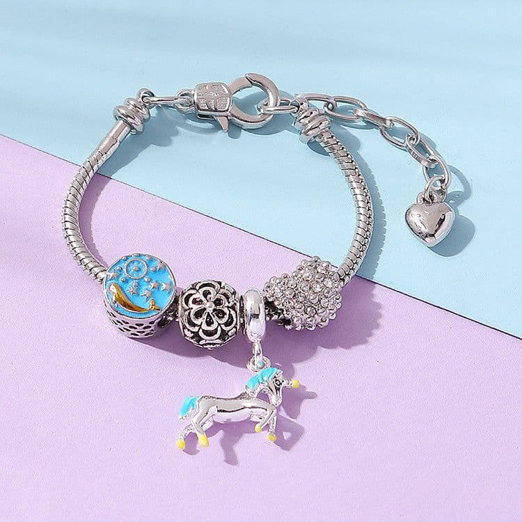 image-Colorful Unicorn Children's Bracelet with Pendant