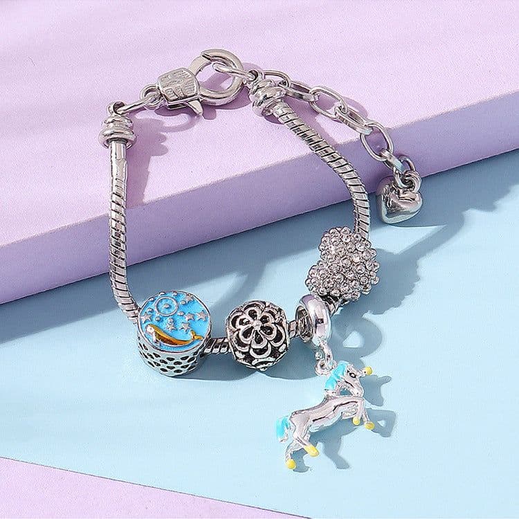image-Colorful Unicorn Children's Bracelet with Pendant