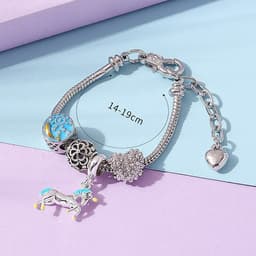 image-Colorful Unicorn Children's Bracelet with Pendant