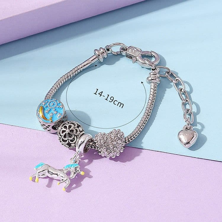 image-Colorful Unicorn Children's Bracelet with Pendant