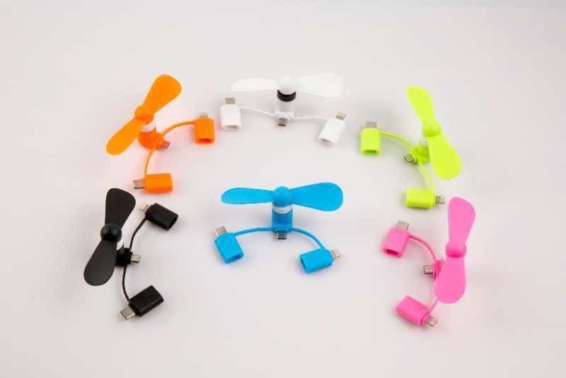 image-USB Fan with Type-C & Lightning Connectors