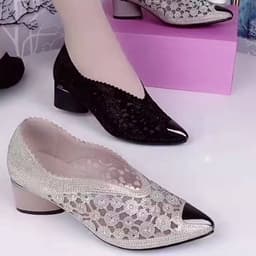image-2022 European American Hollow Lace High-Heeled Sandals 35-43