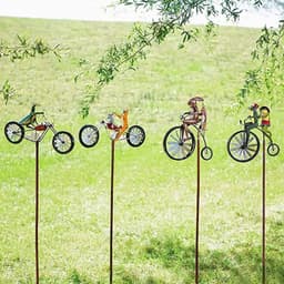 image-Frog Bike Animal Motorcycle Metal Wrought Iron Floor Crafts Decoration Garden Pile Courtyard Decoration Windmill