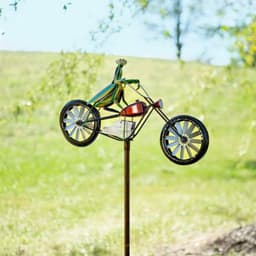 image-Frog Bike Animal Motorcycle Metal Wrought Iron Floor Crafts Decoration Garden Pile Courtyard Decoration Windmill