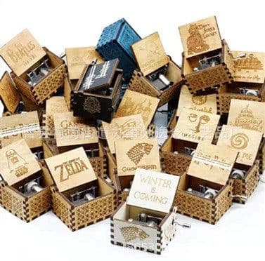 image-Handmade classical music box hand-operated wooden music box children's birthday gift wooden crafts custom