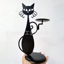 image-Can Ruo Black Cat Candle Holder - Retro