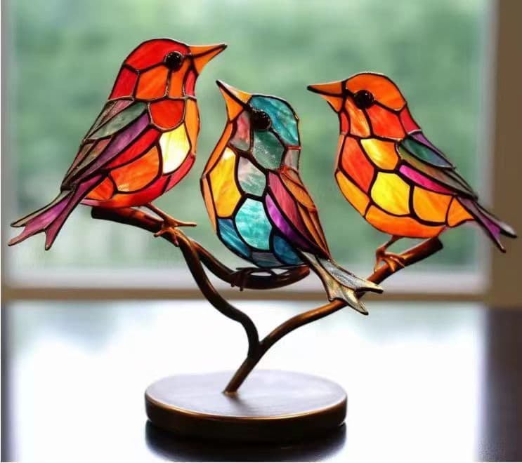 image-Spot 2023 New Arrivals Amazon Bird Ornament Home Decor Ornament Hundred Flowers Bird Metal Home Decor