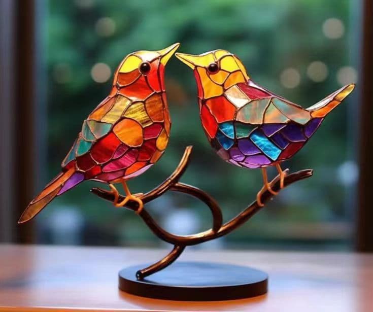 image-Spot 2023 New Arrivals Amazon Bird Ornament Home Decor Ornament Hundred Flowers Bird Metal Home Decor