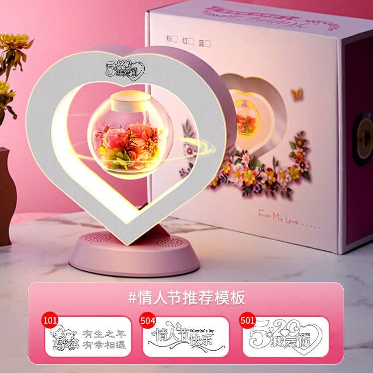 image-Magnetic Levitation Flower Lantern Bluetooth Speaker Pink