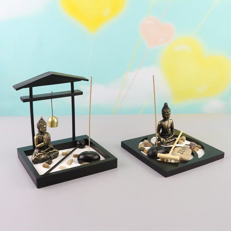image-Chinese-style Buddha statue Zen sand table decoration resin micro-landscape decoration creative home living room decoration craft