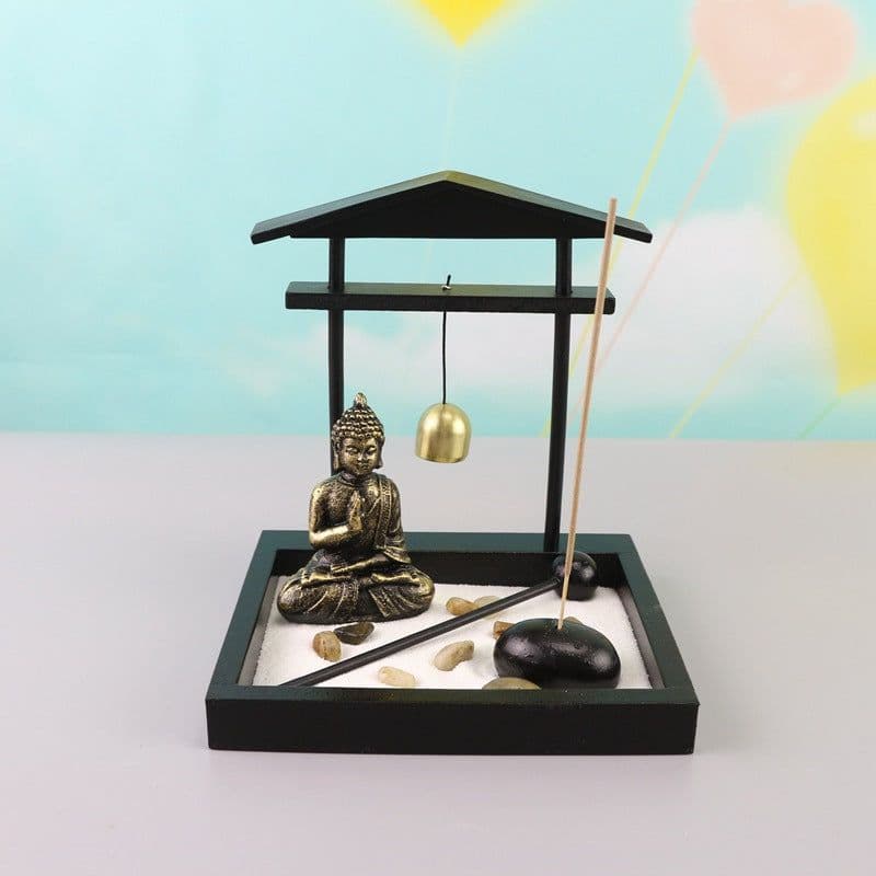 image-Chinese-style Buddha statue Zen sand table decoration resin micro-landscape decoration creative home living room decoration craft