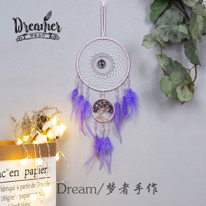 image-Hand-woven Dried Flower Tree of Life Dream Catcher