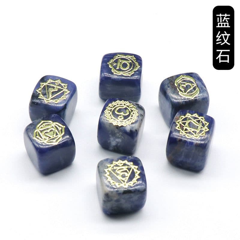 image-1343-Colorful Square Symbol Natural Crystal Agate Stone Set 7 Irregular Squares Factory Direct Sales