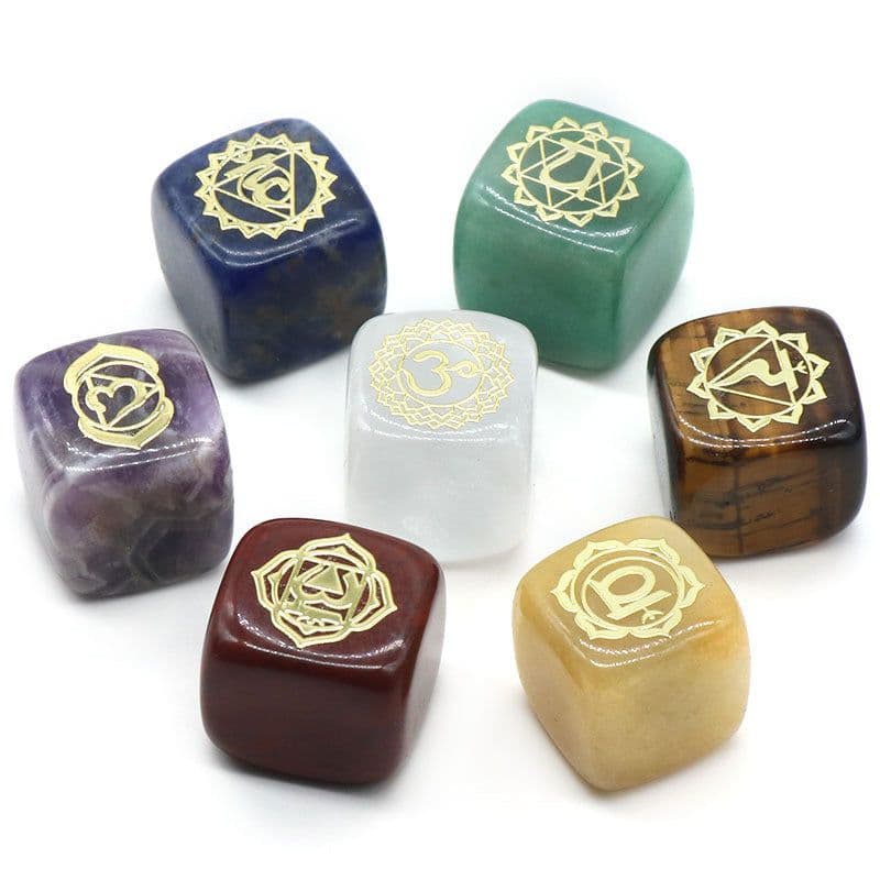 image-1343-Colorful Square Symbol Natural Crystal Agate Stone Set 7 Irregular Squares Factory Direct Sales