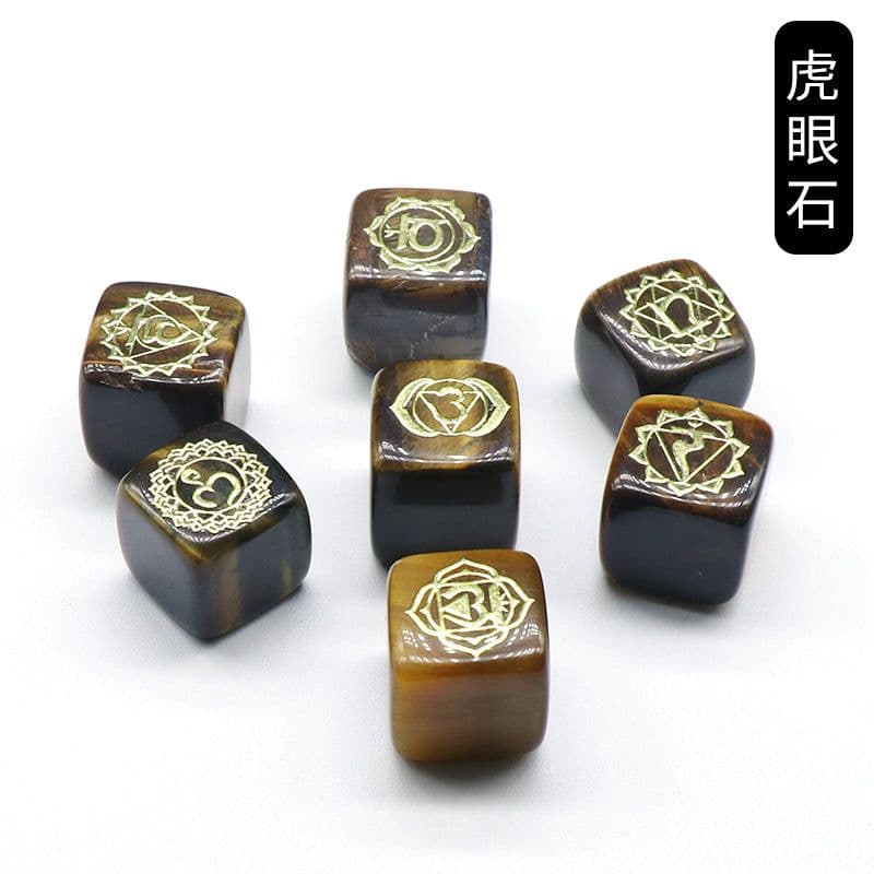 image-1343-Colorful Square Symbol Natural Crystal Agate Stone Set 7 Irregular Squares Factory Direct Sales