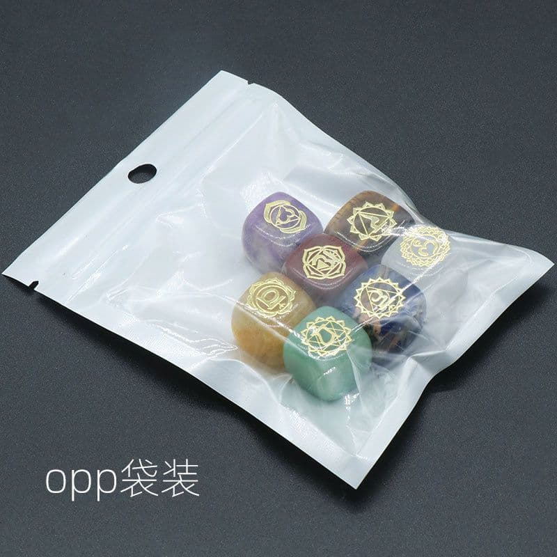 image-1343-Colorful Square Symbol Natural Crystal Agate Stone Set 7 Irregular Squares Factory Direct Sales