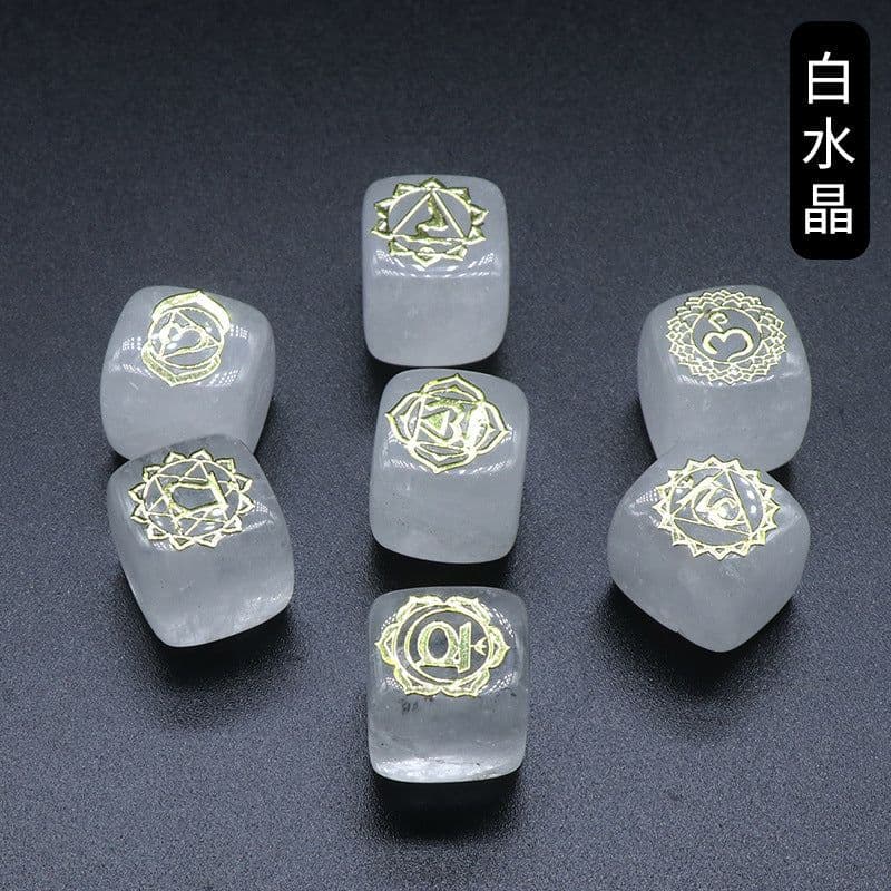image-1343-Colorful Square Symbol Natural Crystal Agate Stone Set 7 Irregular Squares Factory Direct Sales