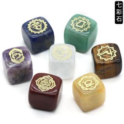 image-1343-Colorful Square Symbol Natural Crystal Agate Stone Set 7 Irregular Squares Factory Direct Sales