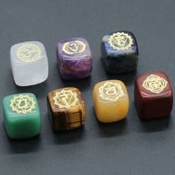 image-1343-Colorful Square Symbol Natural Crystal Agate Stone Set 7 Irregular Squares Factory Direct Sales