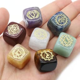 image-1343-Colorful Square Symbol Natural Crystal Agate Stone Set 7 Irregular Squares Factory Direct Sales