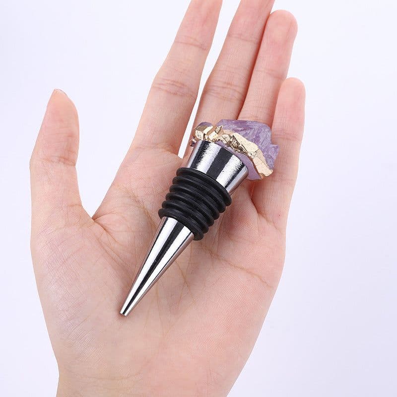image-Natural Amethyst Wine Stopper Handmade