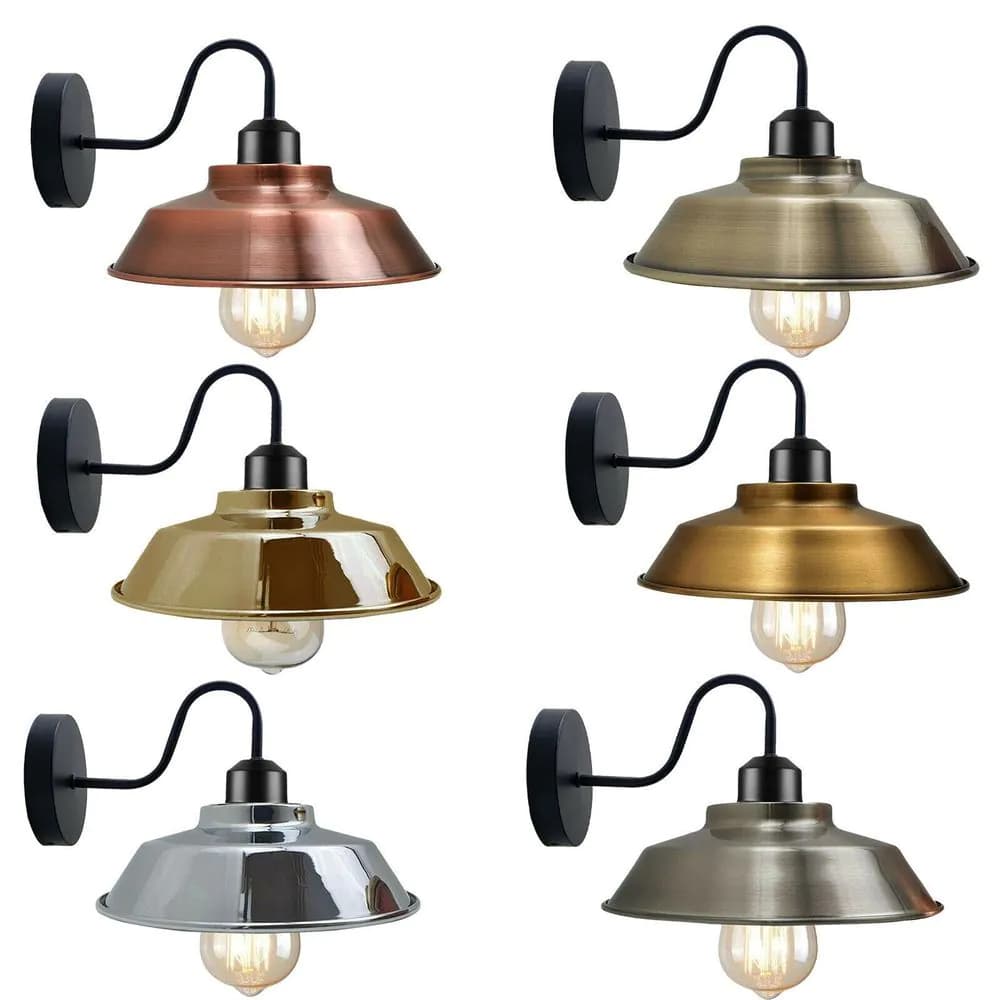 image-Retro Industrial Wall Lights Fittings E27 Indoor Sconce Metal Bowl Shape Shade For Basement, Bedroom, Home Office