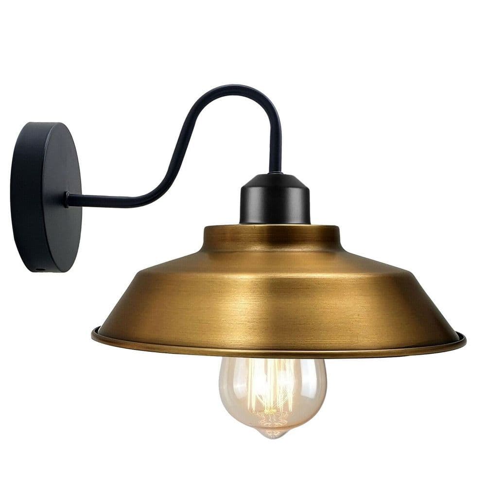 image-Retro Industrial Wall Lights Fittings E27 Indoor Sconce Metal Bowl Shape Shade For Basement, Bedroom, Home Office