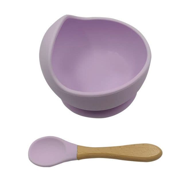 image-Silicone Suction Bowl & Spoon Set - Marble 2pc