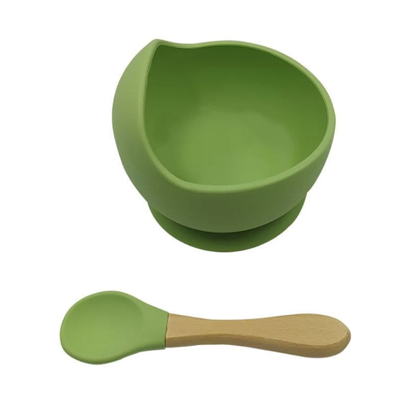 image-Silicone Suction Bowl & Spoon Set - Marble 2pc