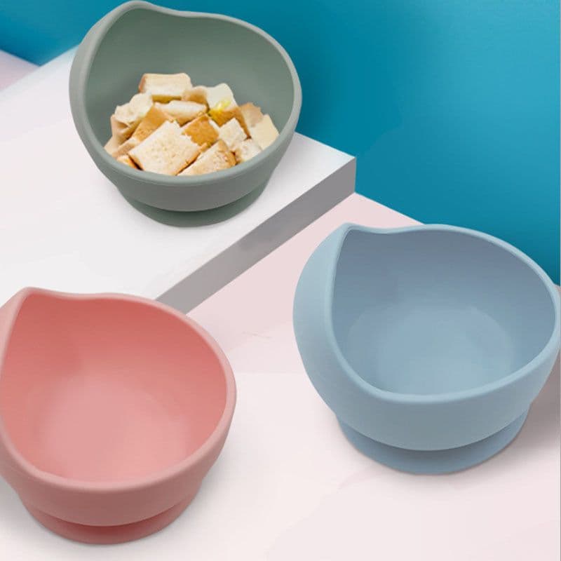 image-Silicone Suction Bowl & Spoon Set - Marble 2pc