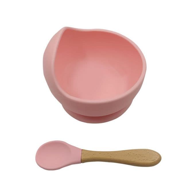 image-Silicone Suction Bowl & Spoon Set - Marble 2pc
