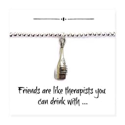 image-Friends Funny Wine Bottle Charm Bracelet on Message Card