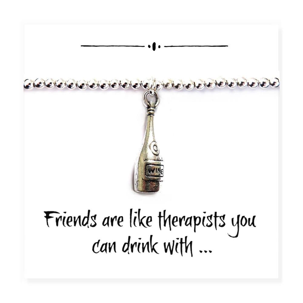 image-Friends Funny Wine Bottle Charm Bracelet on Message Card