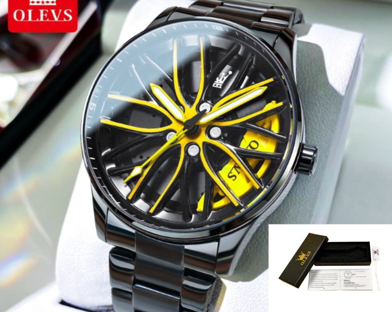 image-Oris 9937 Men's Waterproof Quartz Watch - Black Steel Belt Luminous Dial 30M Water Resistant