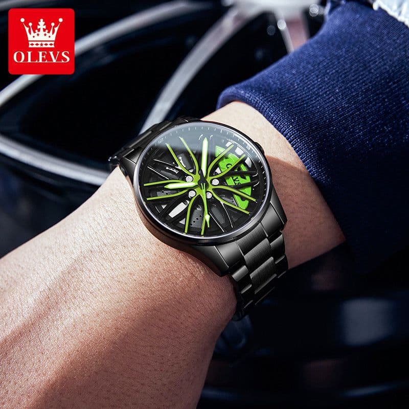 image-Oris 9937 Men's Waterproof Quartz Watch - Black Steel Belt Luminous Dial 30M Water Resistant
