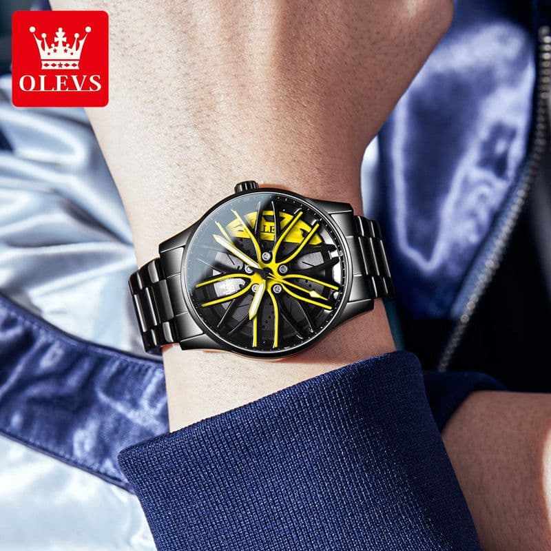 image-Oris 9937 Men's Waterproof Quartz Watch - Black Steel Belt Luminous Dial 30M Water Resistant