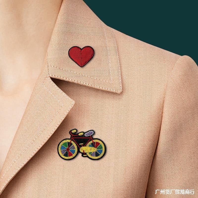 image-Indian Silk Embroidery Brooch - Blue Heart Eye