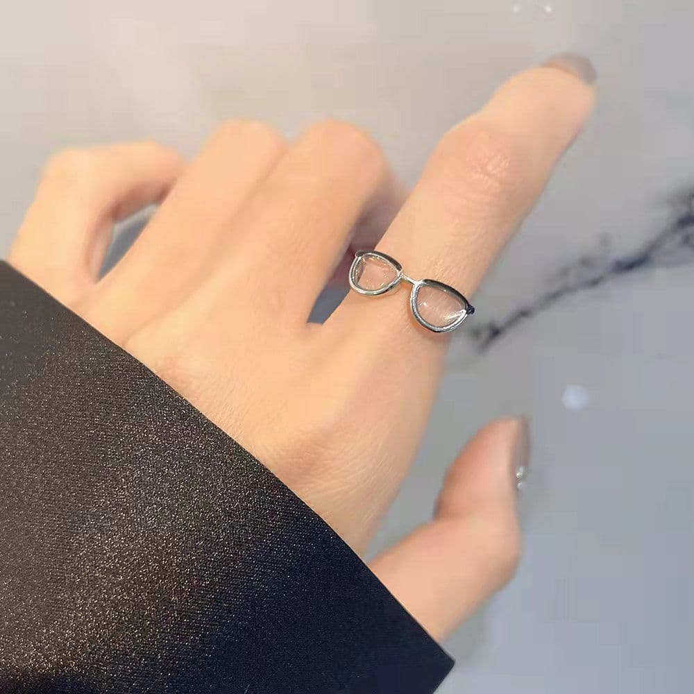 image-Cute Glasses Boy Open Ring Adjustable Enamel