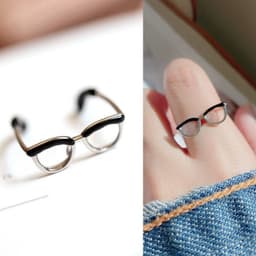 image-Cute Glasses Boy Open Ring Adjustable Enamel