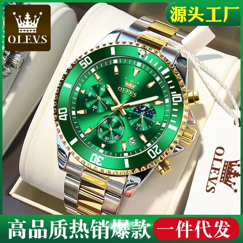image-One piece drop shipping Oris brand watch hot selling multi-function chronograph three-eye quartz watch waterproof men's watch men's watch