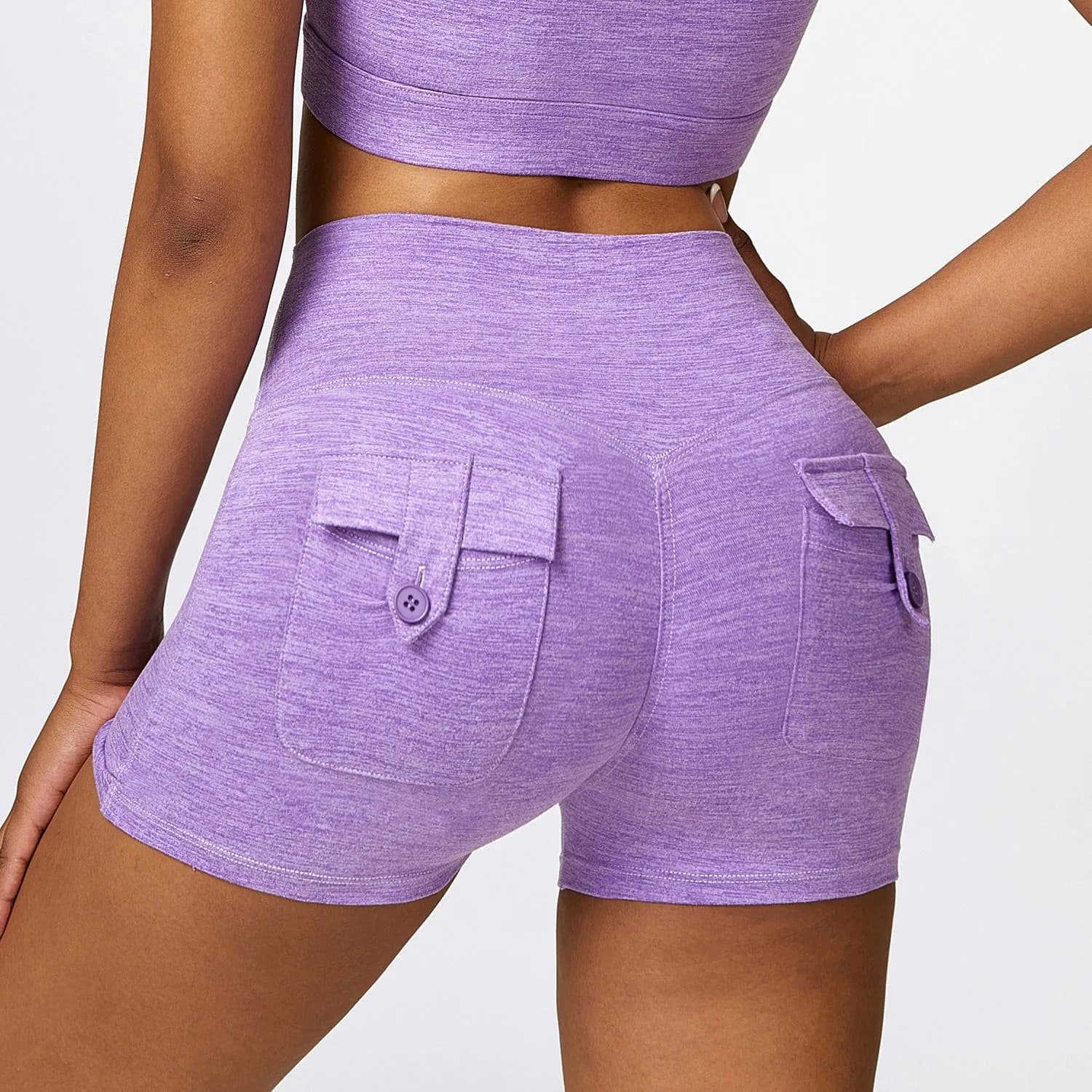 image-Zechuang Cationic Yoga Shorts - High Waist Black XL