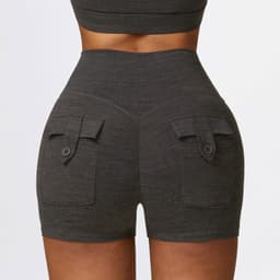 image-Zechuang Cationic Yoga Shorts - High Waist Black XL