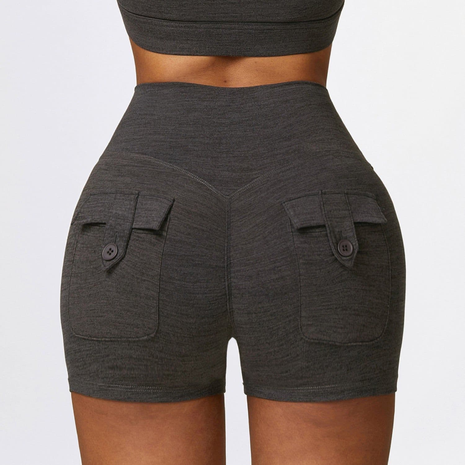 image-Zechuang Cationic Yoga Shorts - High Waist Black XL
