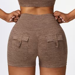 image-Zechuang Cationic Yoga Shorts - High Waist Black XL