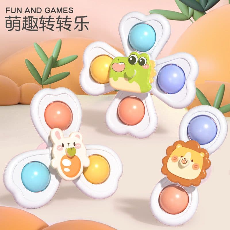 image-Baby dining chair fun spinning top baby bath toy suction cup spinner children's toy stall wholesale
